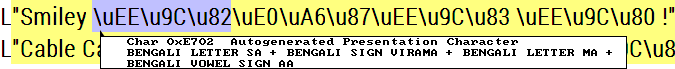 高平面Emoji在文本字符串作为utf - 8 8位十六进制